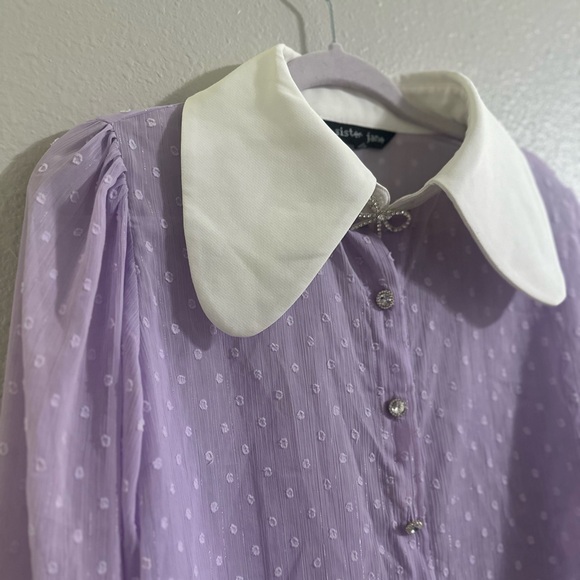 Sister Jane Lavender Blouse with White Collar - Picture 5 of 15